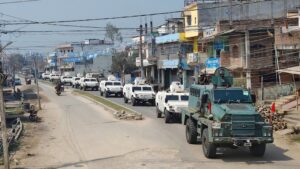 सर्लाहीमा बख्तरबन्द गाडीसहित नेपाली सेनाको सुरक्षा गस्ती सुरु